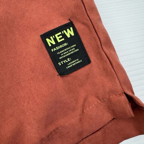 Mens Shorts Size XL Casual Rust Color Pockets Elastic Waist Drawstring - Picture 4 of 9